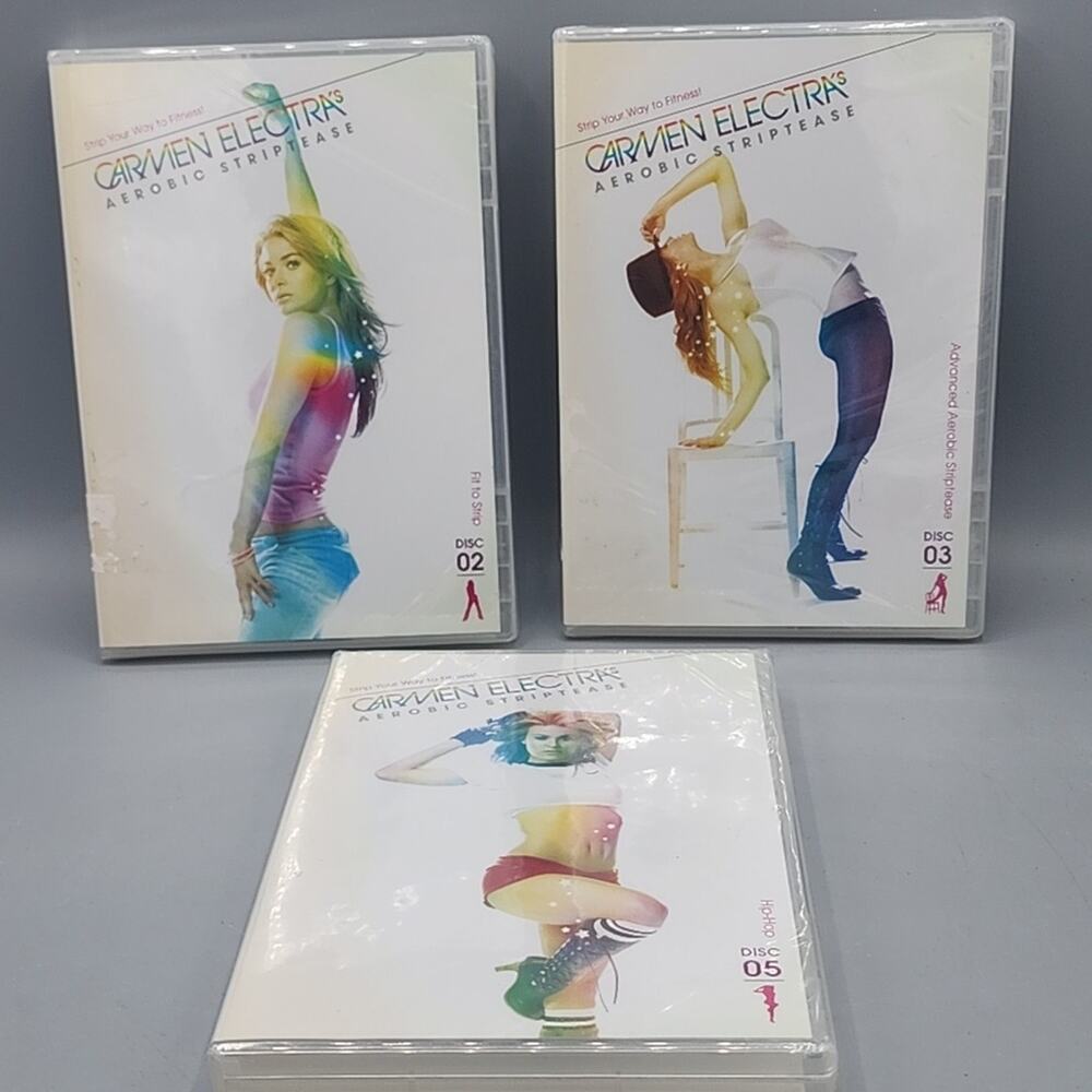 Carmen Electra Aerobic Striptease Dance Workout Lot of 3 DVDs 2, 3, & 5 Sealed